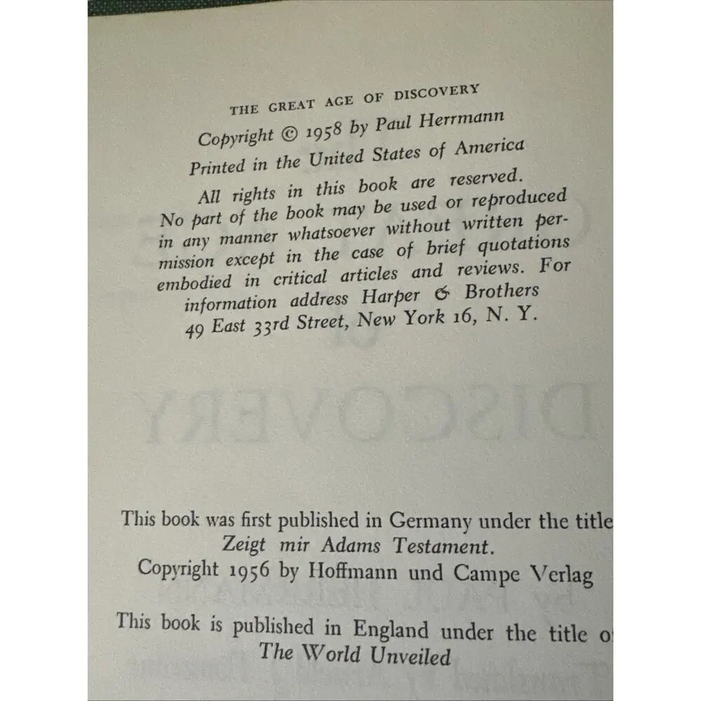 The Great Age of Discovery by Paul Herrmann First 1st Edition VG HC‎